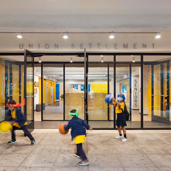 The renovation of the 11,000 SF center provides the organization with bright, colorful, and welcoming learning spaces, offices and public areas for the community.